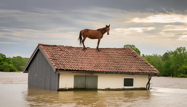 O cavalo na enchente