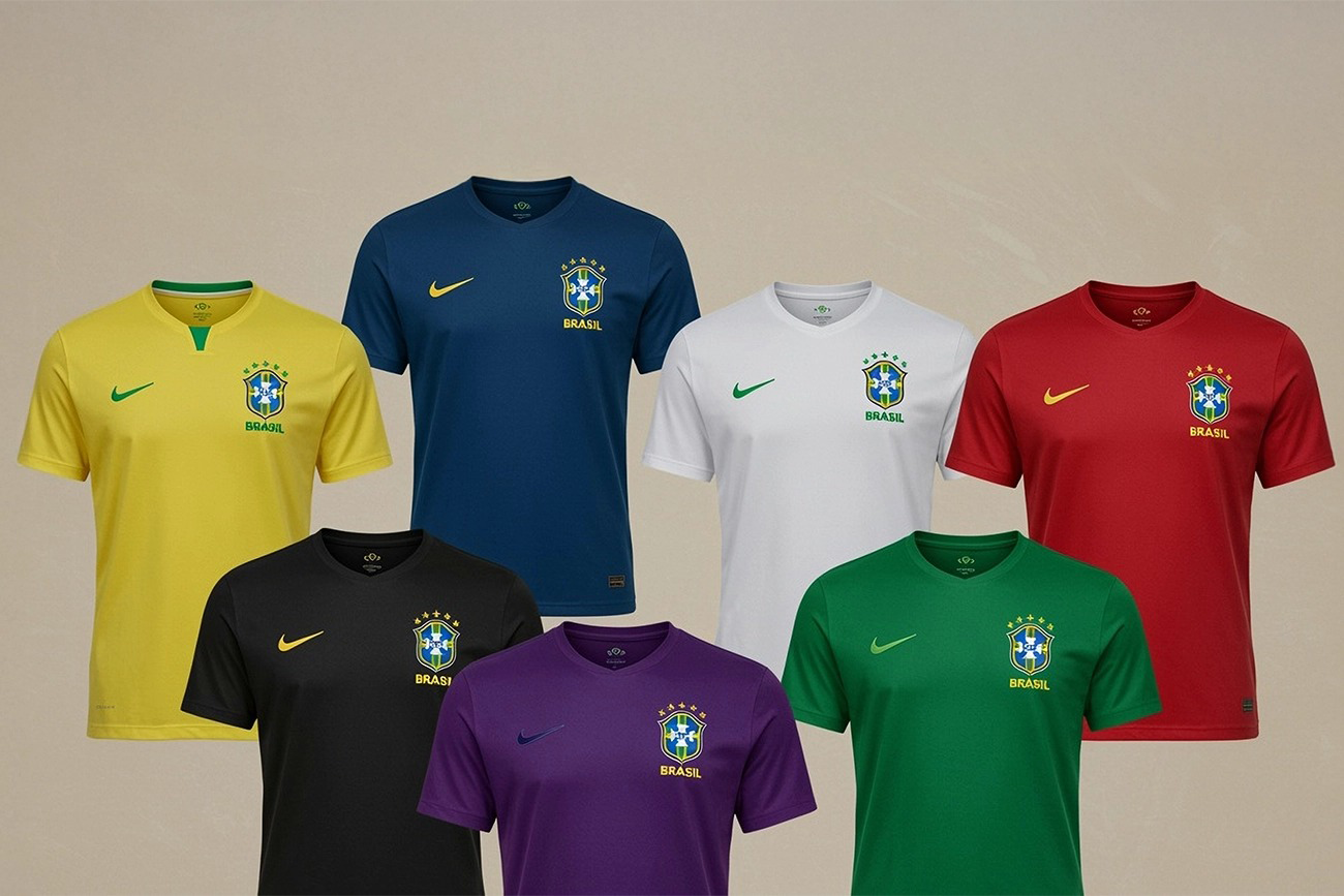 Do amarelo da glória ao vermelho da controvérsia: as 7 cores já utilizadas pela Seleção Brasileira de Futebol