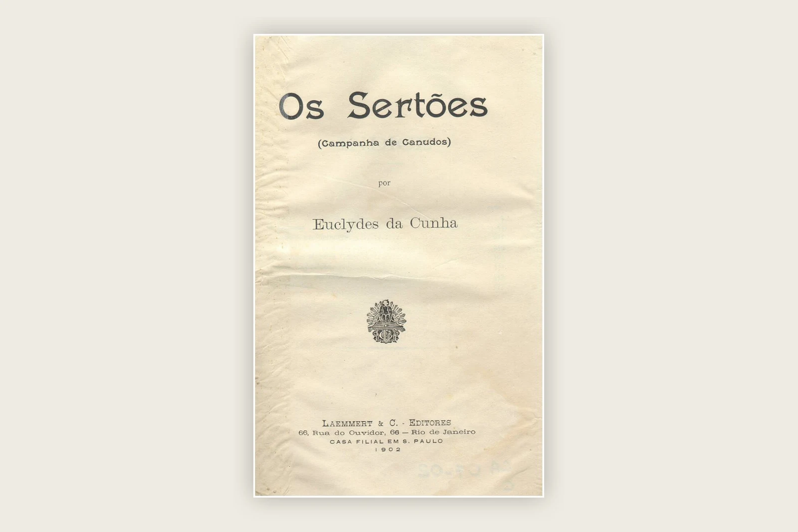Folha de rosto da primeira edição de Os Sertões, de Euclides da Cunha, publicada em 1902