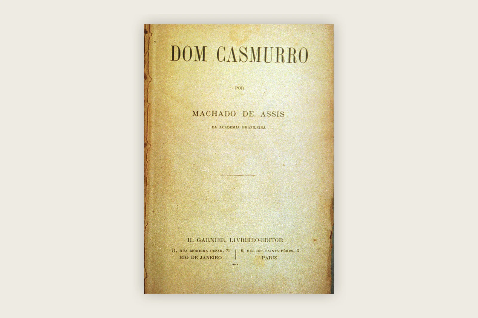 Folha de rosto da primeira edição de Dom Casmurro, de Machado de Assis, publicada em 1899