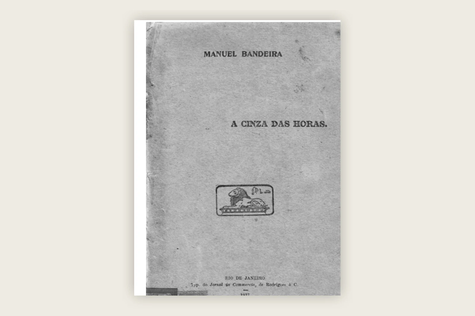 Capa da primeira edição de A Cinza das Horas, de Manuel Bandeira, publicada em 1917